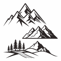 Vector illustration - set of mountain shapes, logo elements