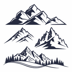 Vector illustration - set of mountain shapes, logo elements