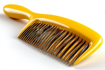 A vibrant yellow comb with fine and wide teeth ideal for hair care and styling needs