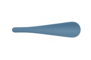 Light blue plastic shoehorn resting horizontally against transparent surface, highlighting minimalist profile for convenient shoe wearing