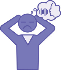Colored Hearing Voices Icon. Vector Illustration. Mental Illness, Auditory Hallucinations. Mental Health Concept
