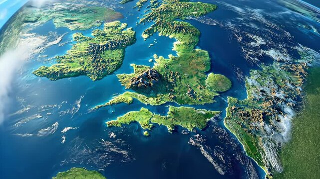 Overview of the United Kingdom and Ireland from space.