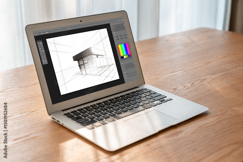 Poster architectural design modish software application for architect business and professional designer