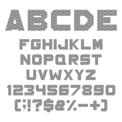 Font, alphabet with chinese fish scales. Isolated vector objects on white background.