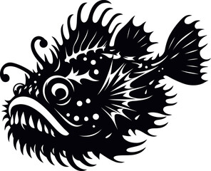 Deep Sea Anglerfish Silhouette Illustration