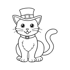 coloring page happy irish cat line art vector