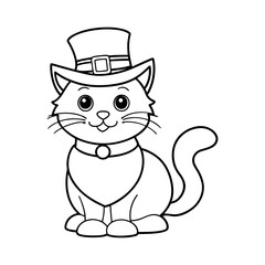 coloring page happy irish cat line art vector