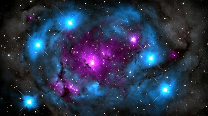 A stunning purple and blue galaxy night sky filled with dense star clusters, creating a cosmic landscape of deep, rich colors and twinkling lights.