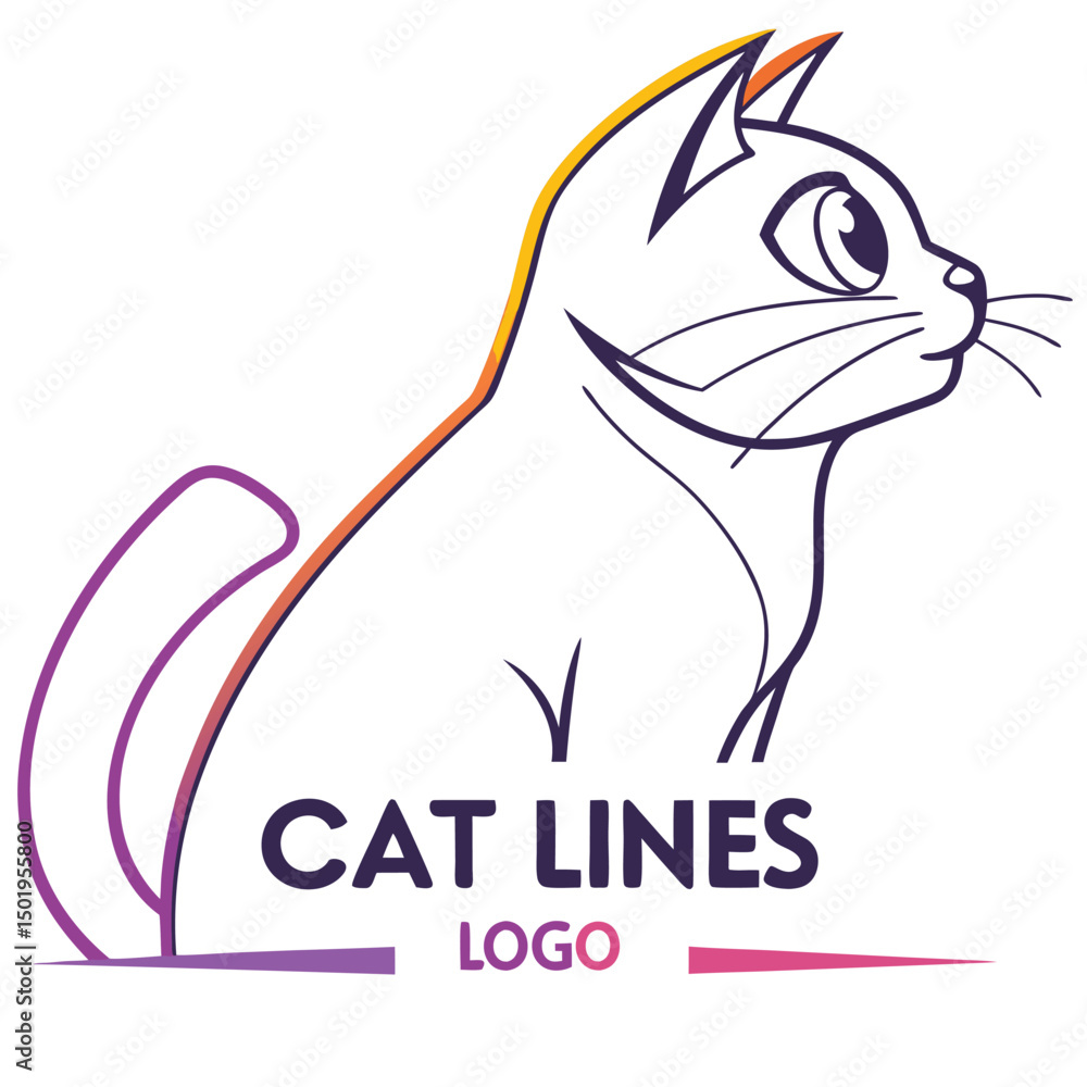 Poster vector illustration of a cat logo with a sleek design, showcasing an elegant profile and contemporar