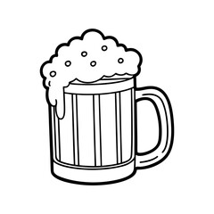 mug of beer with foam line art vector