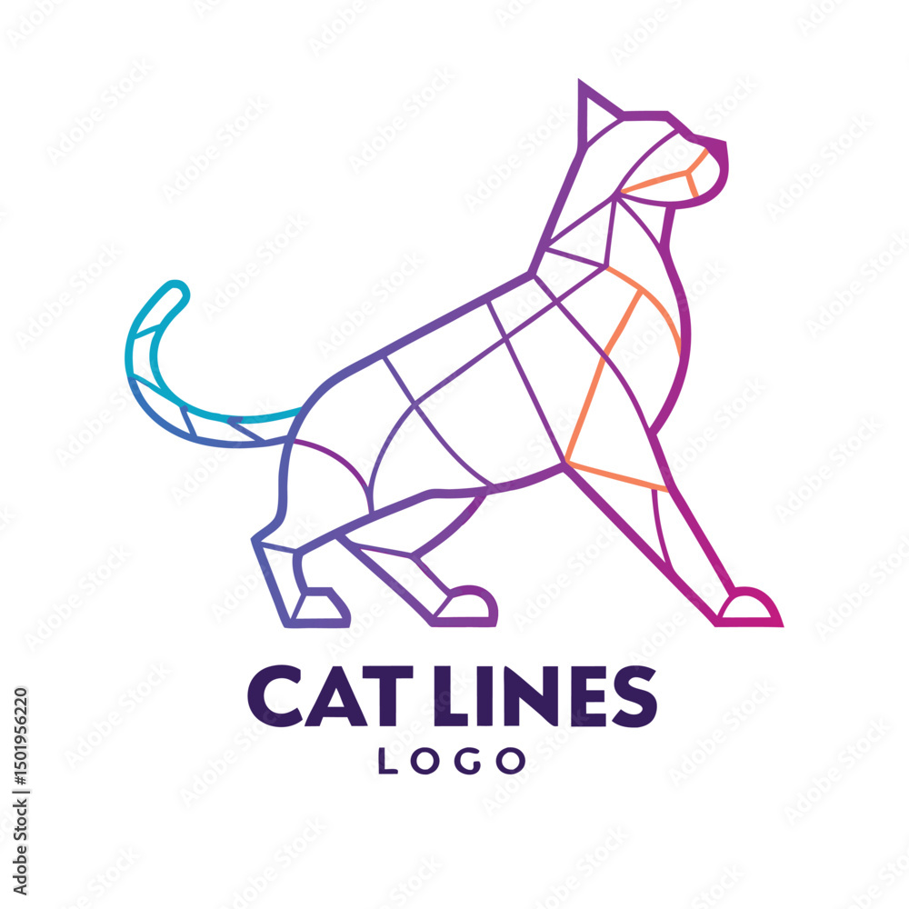 Poster vector illustration of a cat logo with a sleek design, showcasing an elegant profile and contemporar