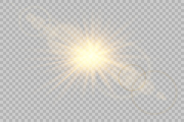 Sun rays background. Vector transparent sunlight special lens flare light effect. Vector illustration	