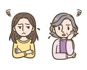 嫁姑（親子）の悩み・葛藤のイラスト