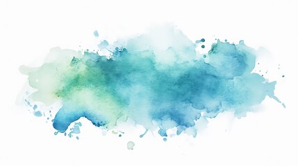 Abstract watercolor wash design with teal and mint tones.
