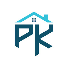 PK House Logo Design Template. Letter PK Logo for Real Estate, Construction or any House Related Business