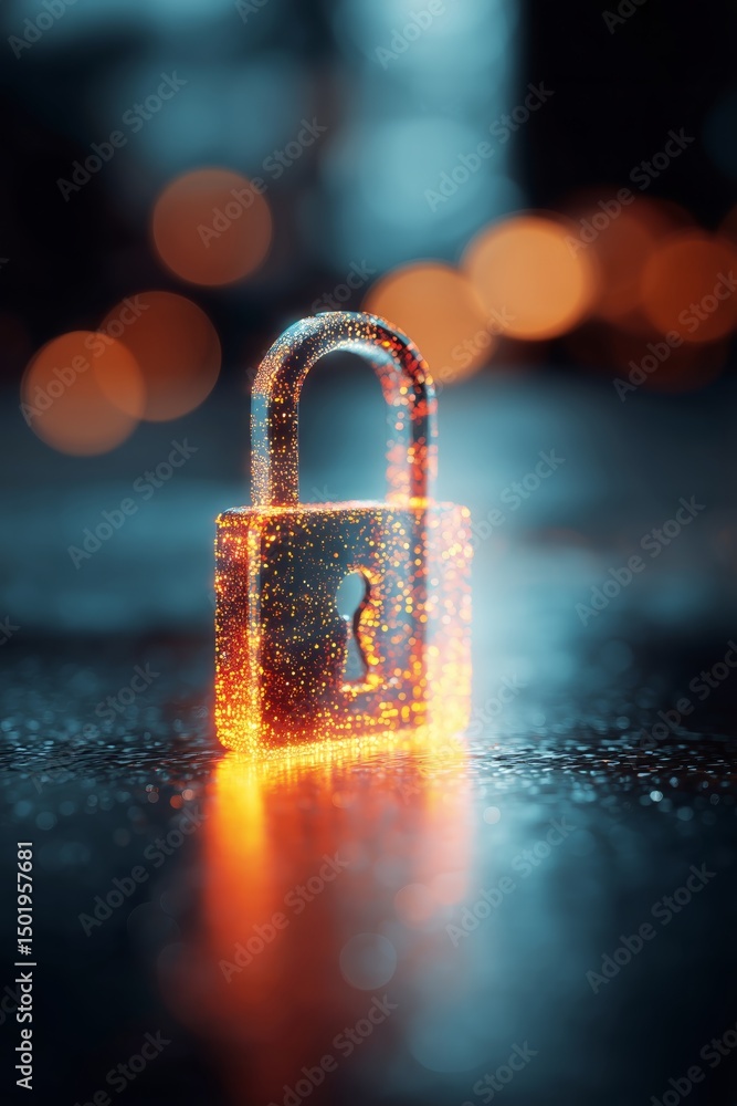 Aufkleber digital lock symbol representing cybersecurity and data protection in a connected world