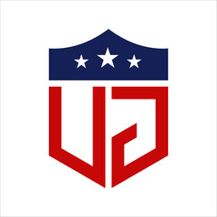 Patriotic UJ Logo Design. Letter UJ Patriotic American Logo Design for Political Campaign and any USA Event.