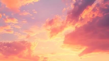 Colorful sunset sky filled with clouds.