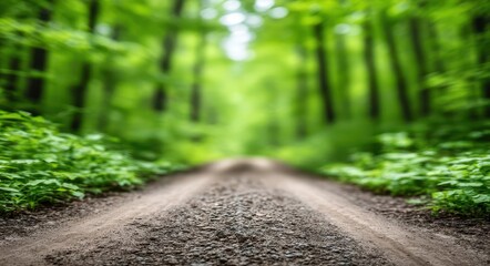 Fototapeta premium An indistinct photograph of a meandering trail in a park surrounded by delicate, vibrant greenery