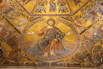 The mosaic ceiling in the baptistry of St. John, Florence, Italy