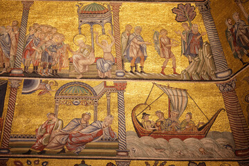 The mosaic ceiling in the baptistry of St. John, Florence, Italy