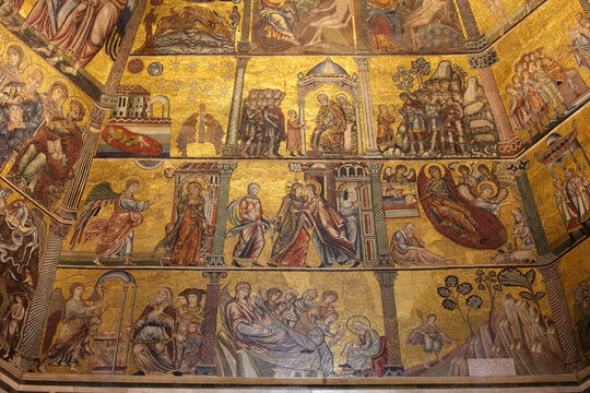 The mosaic ceiling in the baptistry of St. John, Florence, Italy