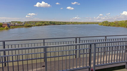 Sava River Near Obrenovac Town View From Bridge at Spring Day in Serbia