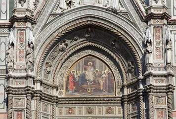 Painting on the facade of Santa Maria del Fiore, Florence, Italy