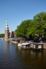 View of Amsterdam and its canals, Netherlands