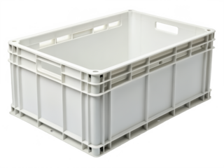 Plastic crate png stackable storage crate png durable plastic container png industrial transport box png multipurpose storage bin png transparent background