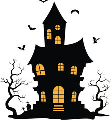 Halloween Haunted Mansion Vector Illustration – Perfect for Spooky Designs.