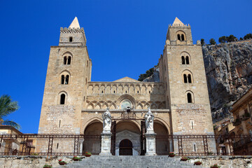 Two towersof the Cathedral of Cefal&ugrave;, Sicily, Italy