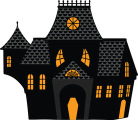 Scary Haunted House Vector for Halloween – Perfect for Spooky Designs.