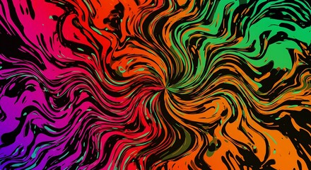 Abstract Swirling Psychedelic Rainbow Color Marble Texture Background