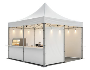 Pop-up kiosk tent png portable canopy tent png event pop-up booth png instant setup market tent png promotional display shelter png transparent background