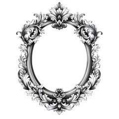 Ornate silver frame isolated on transparent background
