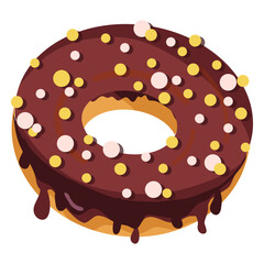 Chocolate doughnut with round sprinkles