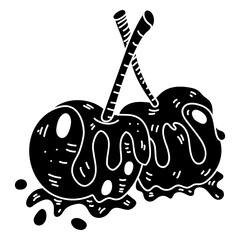 Cherries in chocolate silhouette