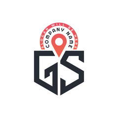 GS Location Logo Design for Human Resources, Recruitment, and Navigation - Letter GS Logo with Location Icon for Business and Technology