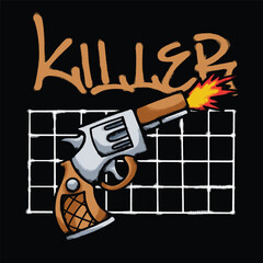 revolver gun Urban Streetwear t shirt design