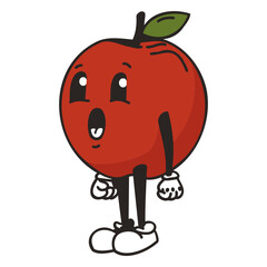 Retro cartoon red apple character