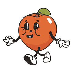 Retro cartoon peach character