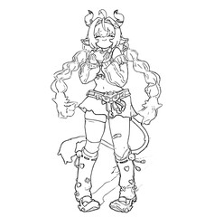 Drawn anime coloring pages illustration	