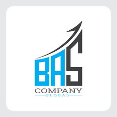 BAS Company Logo Design Growth vector, BAS Upward Arrow Business Success Logo vector, Corporate Branding BAS Logo Concept vector, BAS Modern Financial Growth Chart Logo vector,