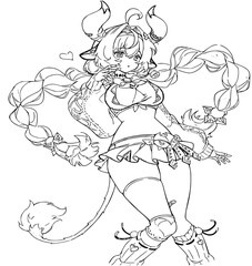 Drawn anime coloring pages illustration	