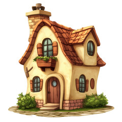 Cute Cartoon Cottage on a transparent background