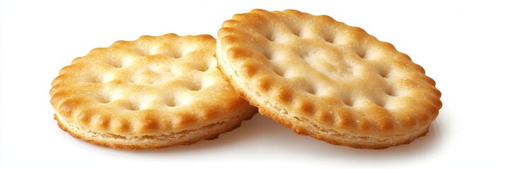 Round Crackers Displayed on a Clean White Background with Clipping Path
