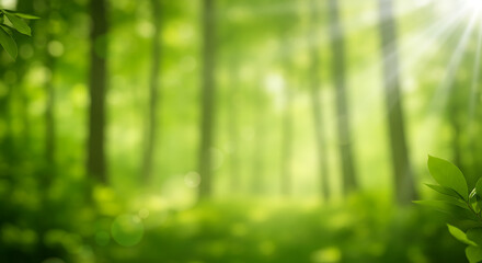 Green Forest Trees Sunbeams