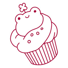 Cupcake with a frog on it stroke