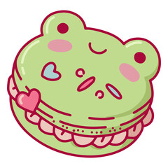 Kawaii frog macaron sticker